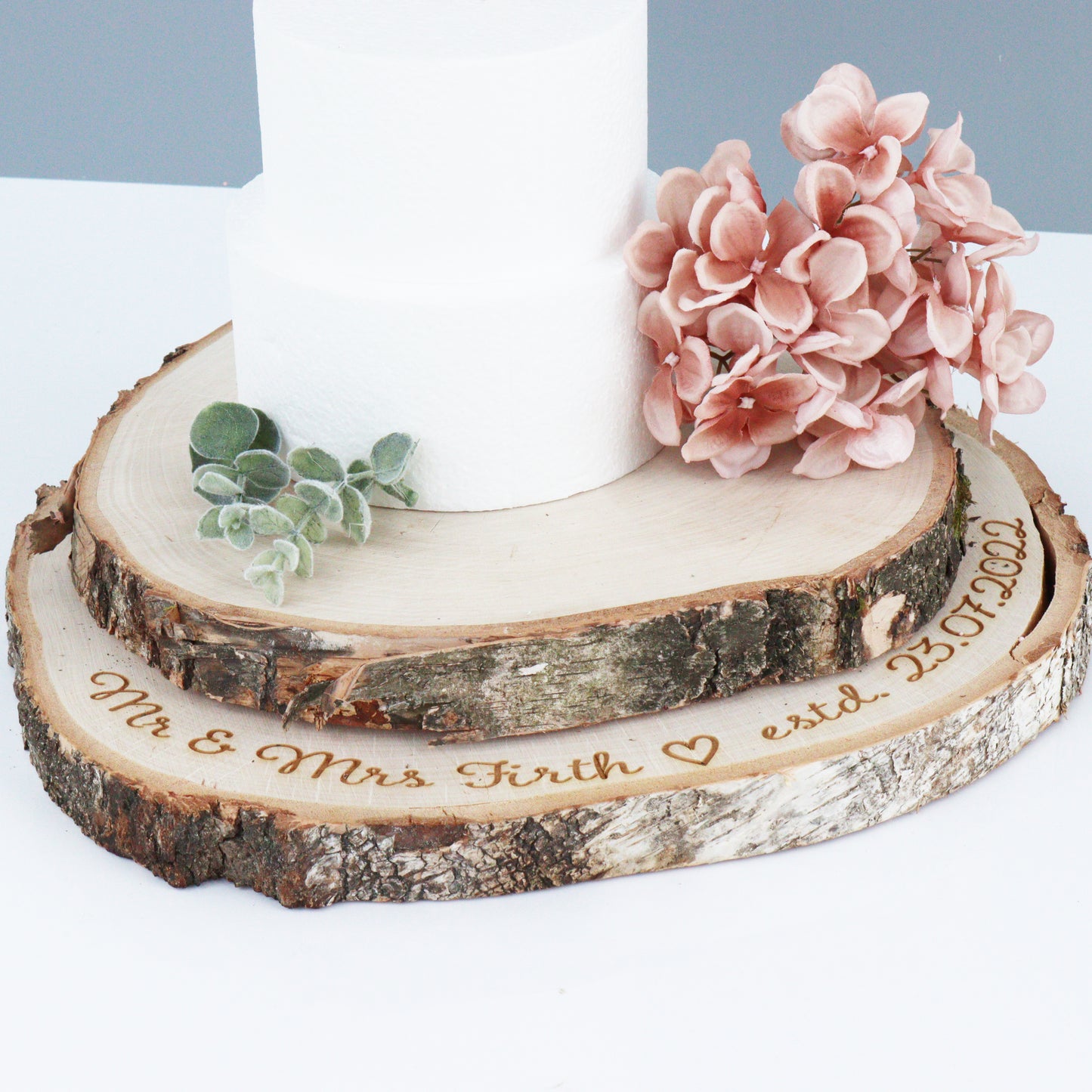Personalised Natural Birch Log Cake Stand