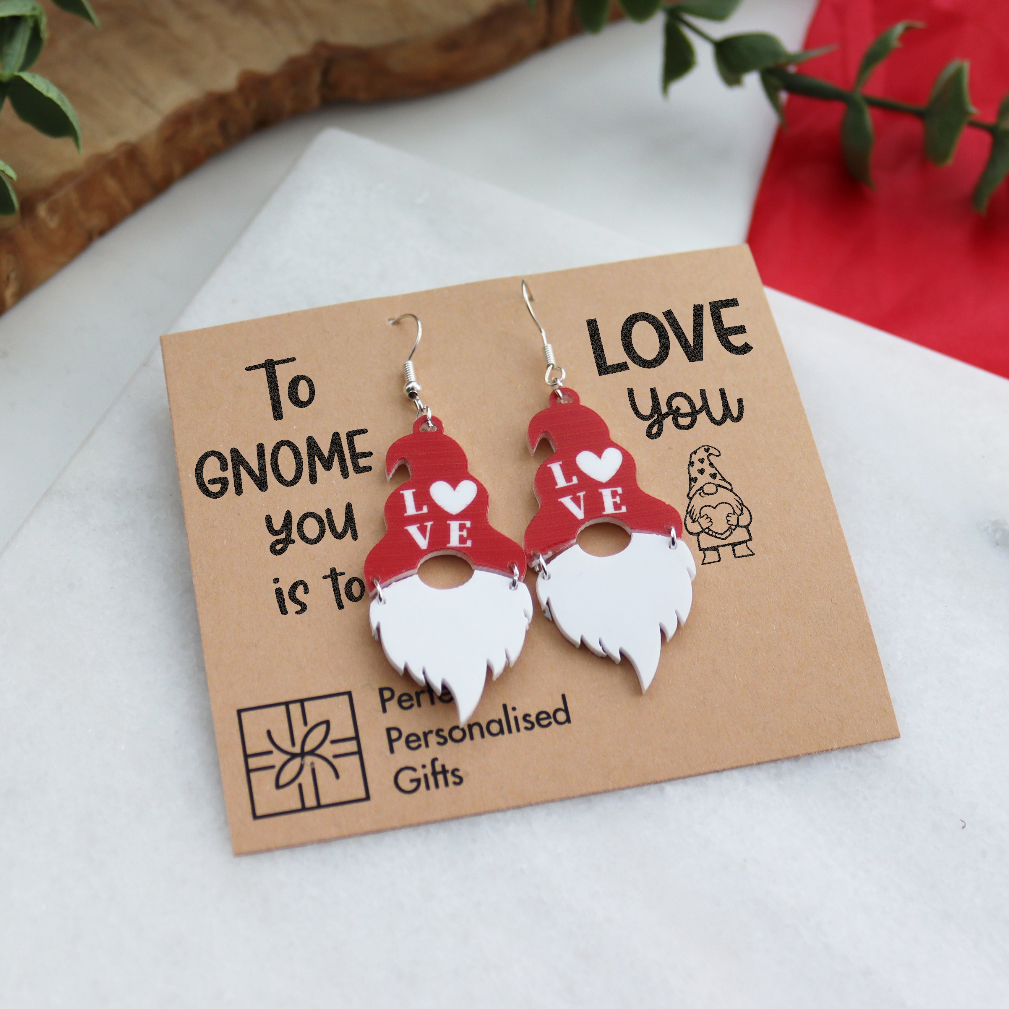 Gnome Valentine Love Earrings
