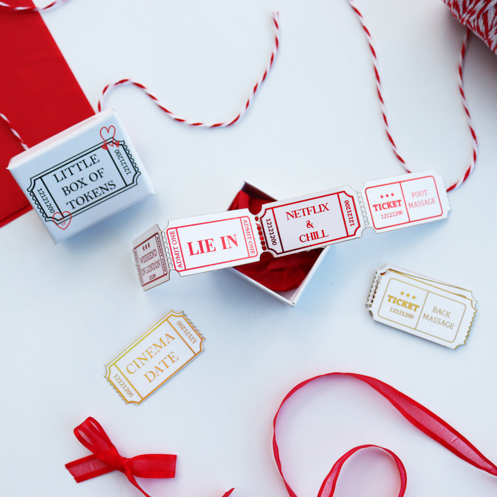 Personalised Date Ideas Ticket Stub Tokens Valentine's Day