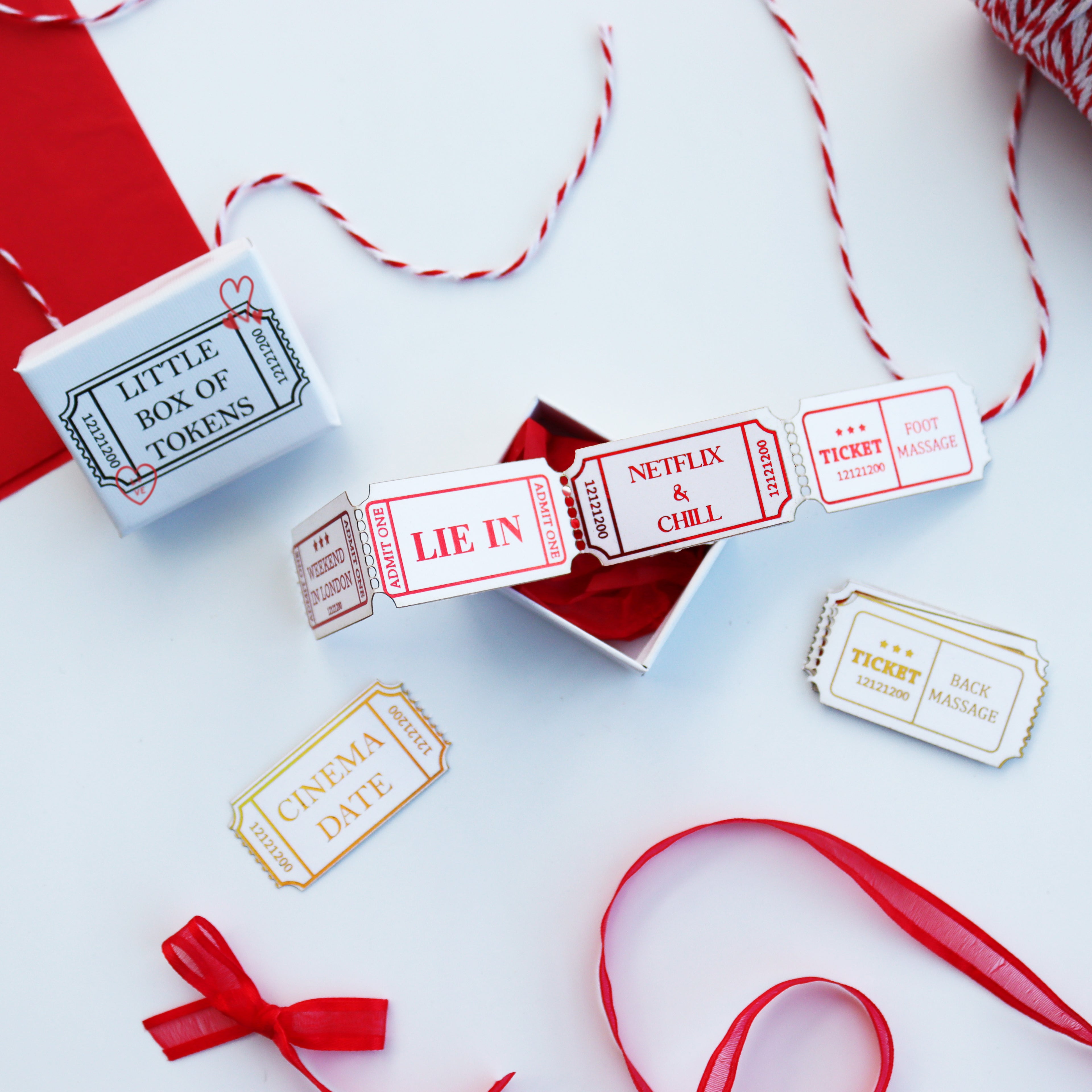 Personalised Date Ideas Ticket Stub Tokens Valentine's Day