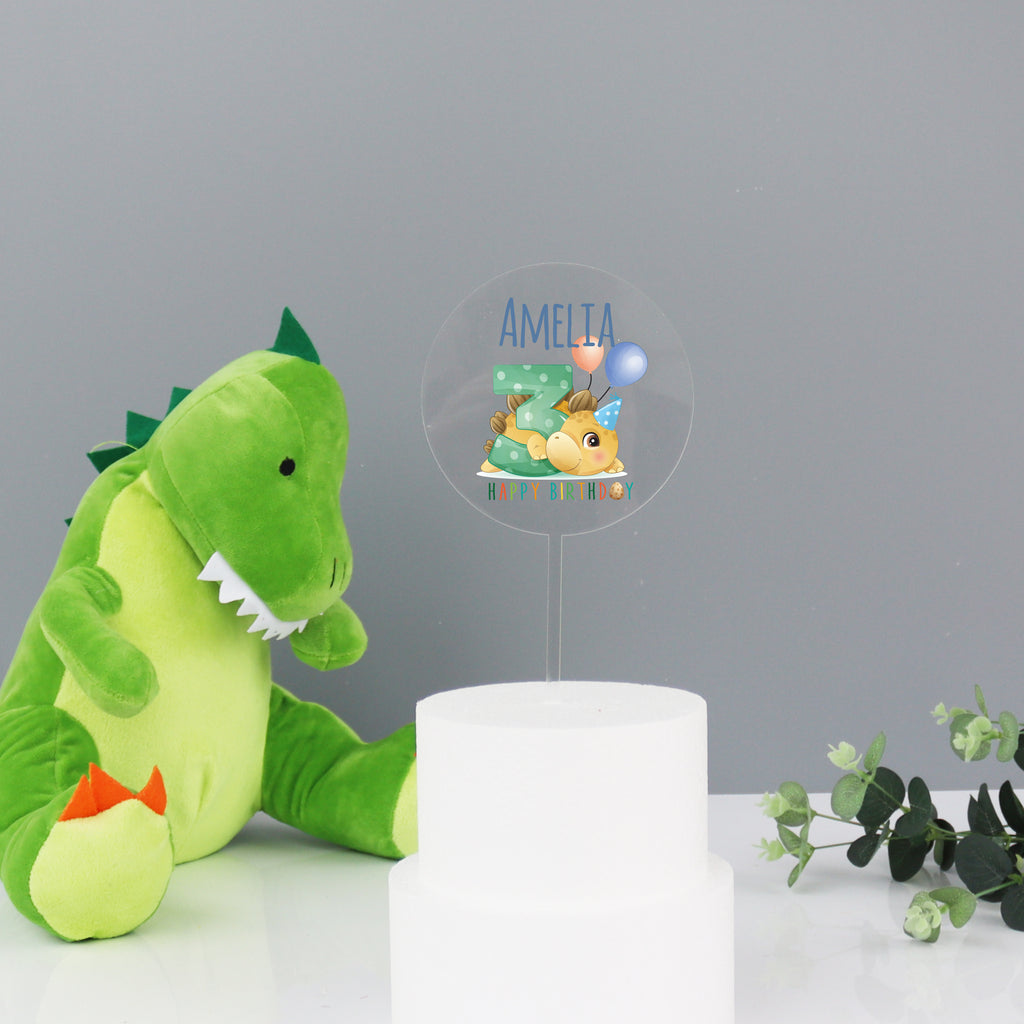 Personalised Dinosaur Theme Cake Topper