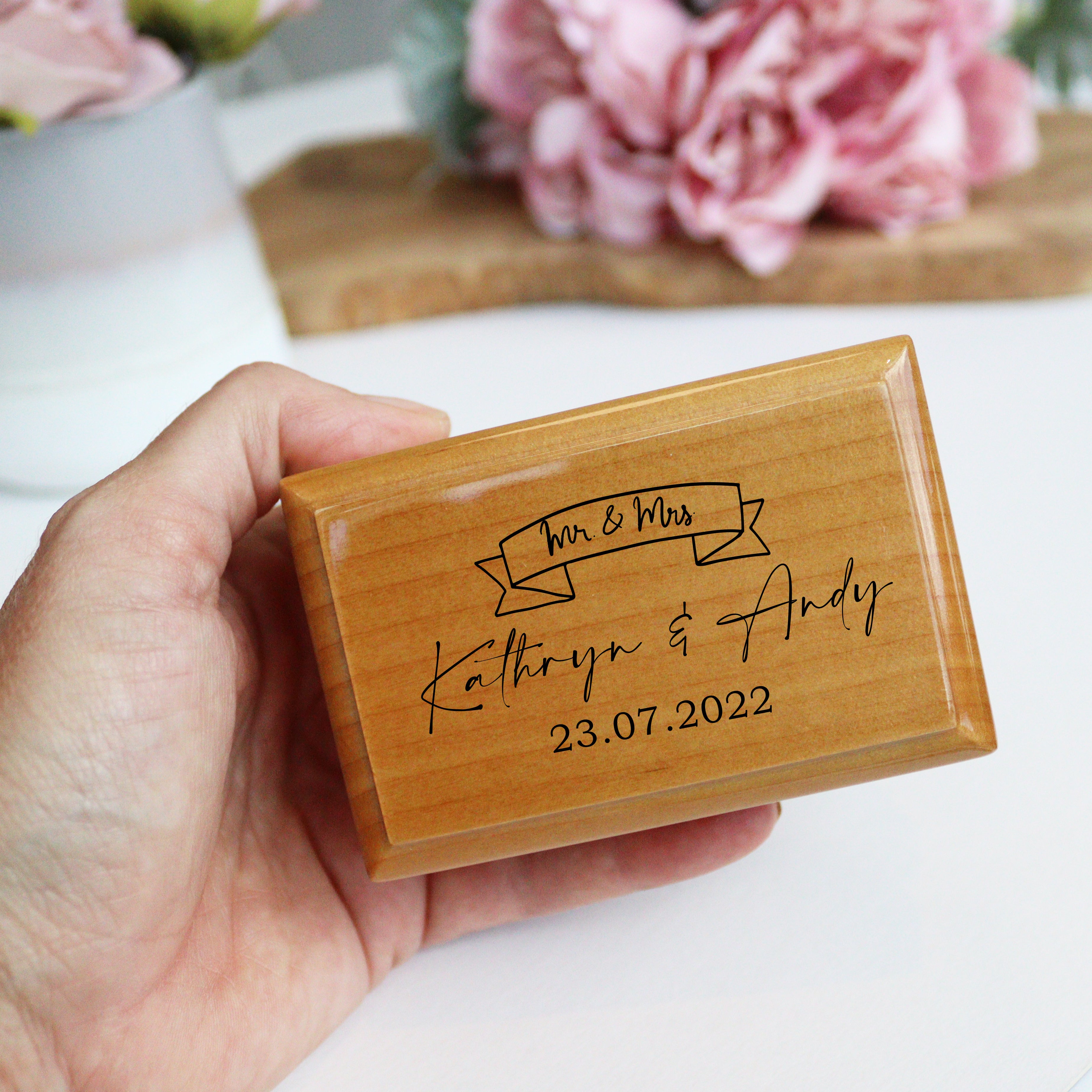 Personalised Double Wedding Ring Box