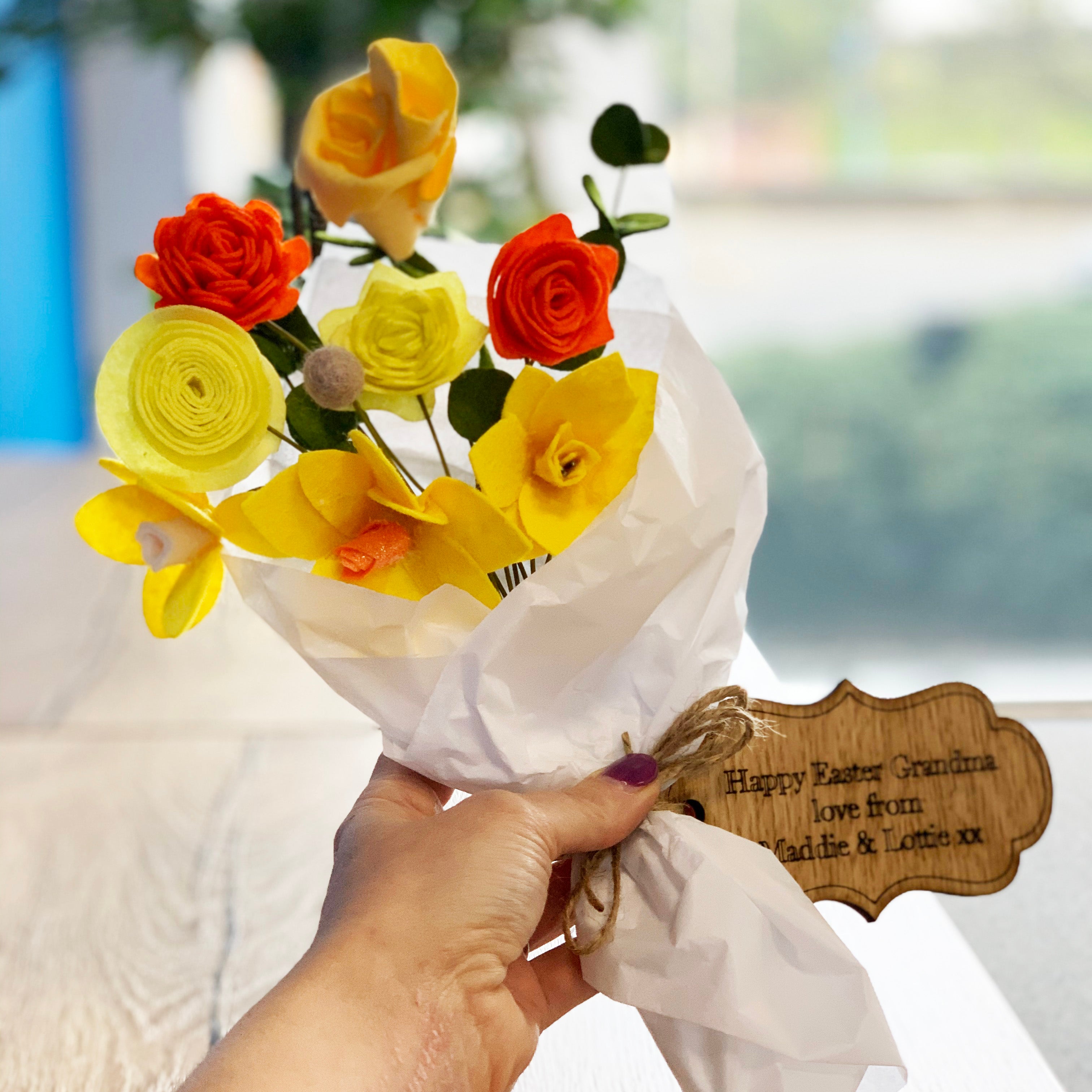 Personalised Easter Felt Flower Bouquet