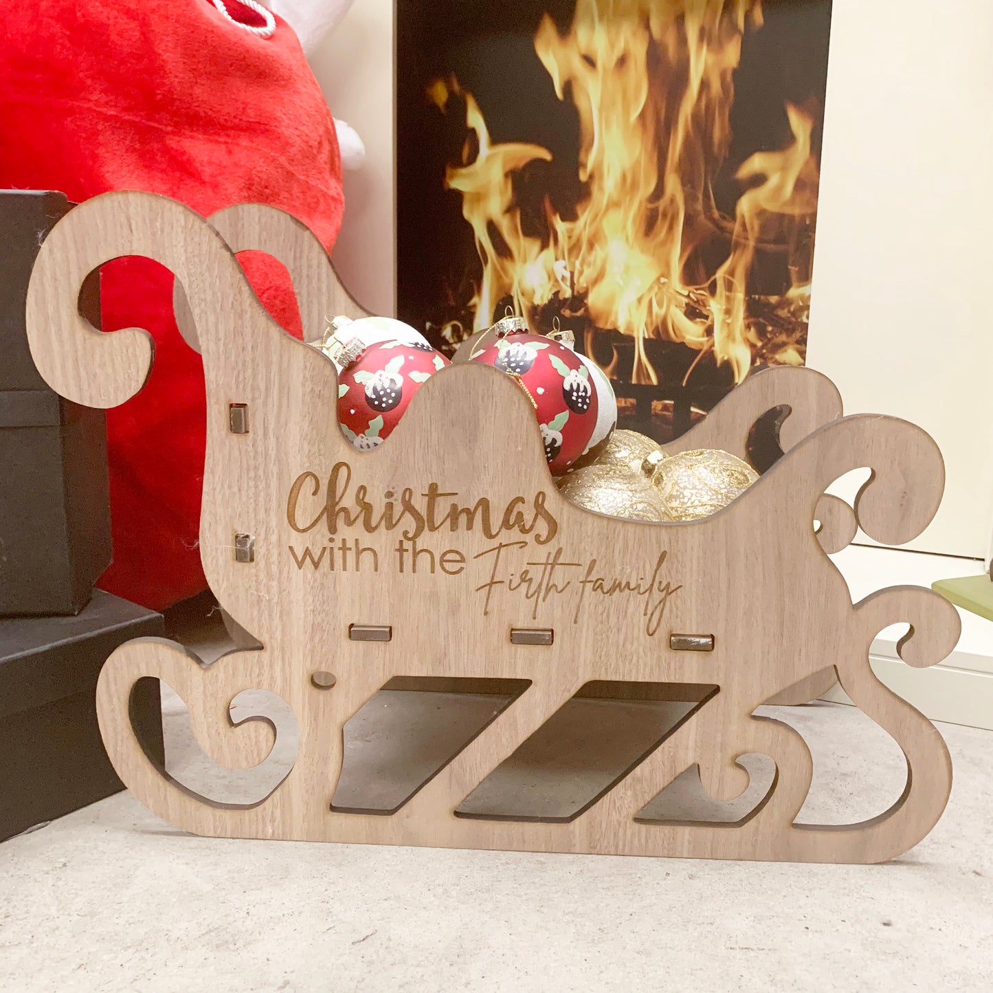 Personalised Wooden Sleigh Decoration