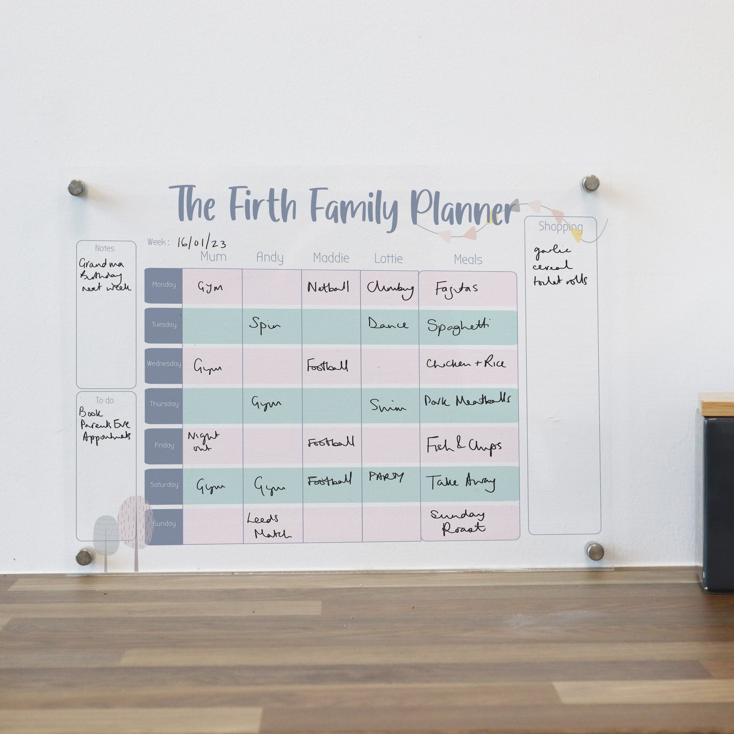 family planner meal planner wipe clean wall planner for family activities weekly