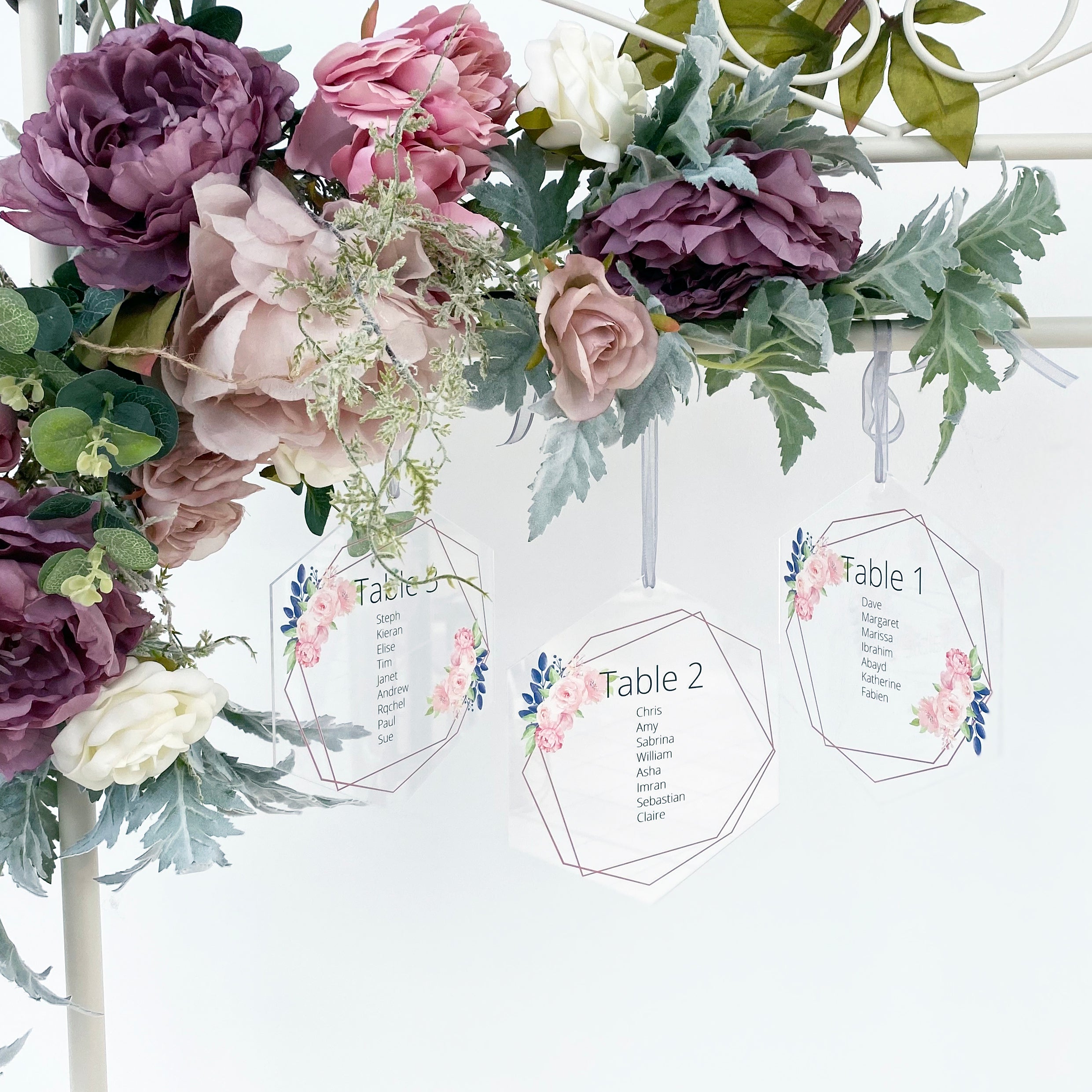 Hexagonal Acrylic Hanging Wedding Table Plan