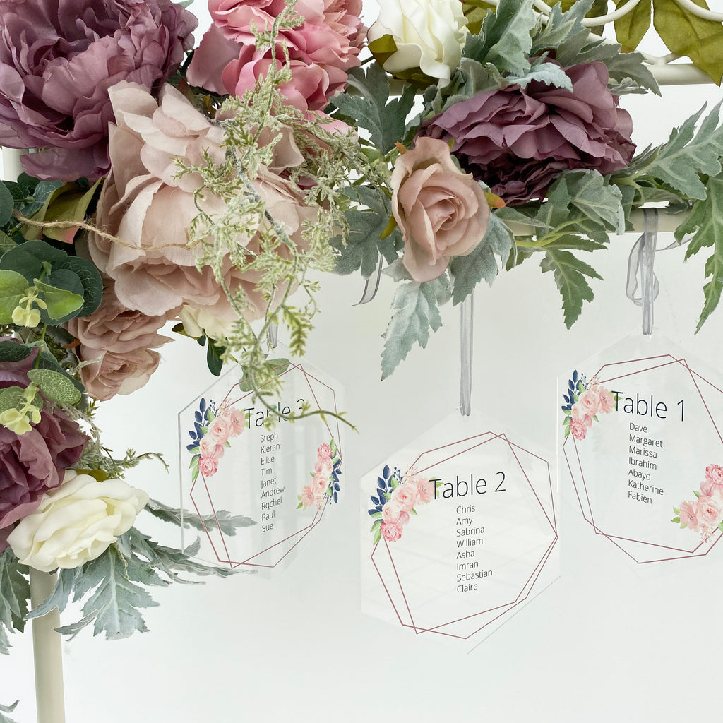 Hexagonal Acrylic Hanging Wedding Table Plan