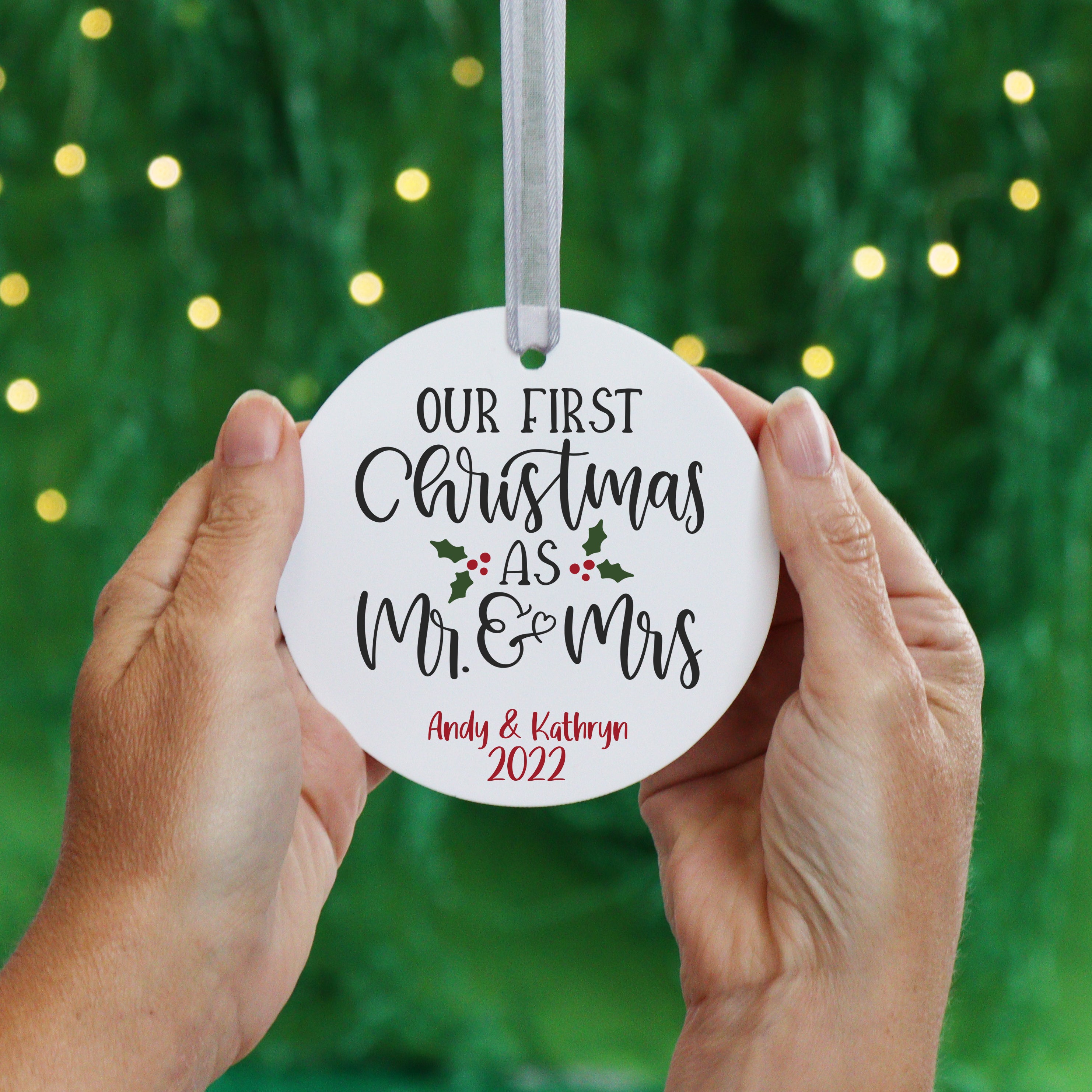 Personalised First Christmas As Mr And Mrs Ornament
