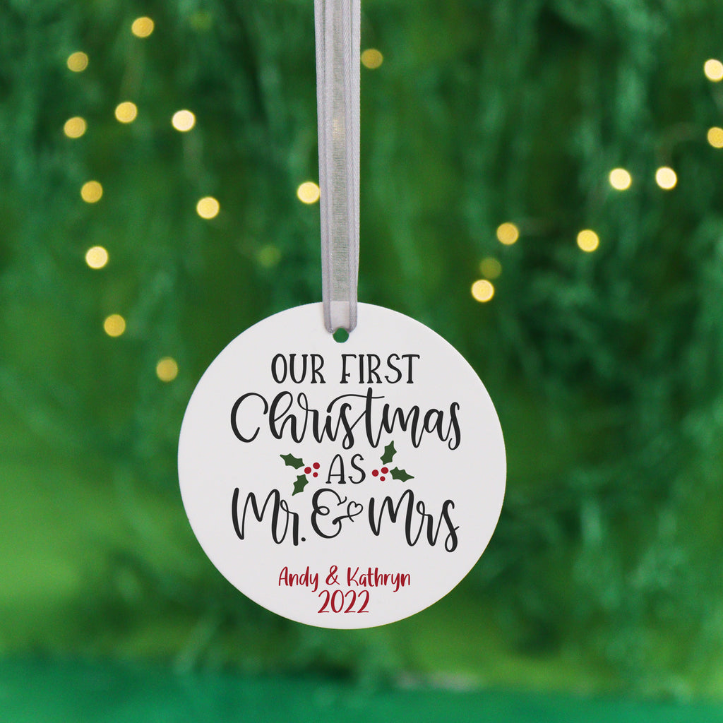 Personalised First Christmas As Mr And Mrs Ornament