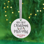 Personalised First Christmas As Mr And Mrs Ornament