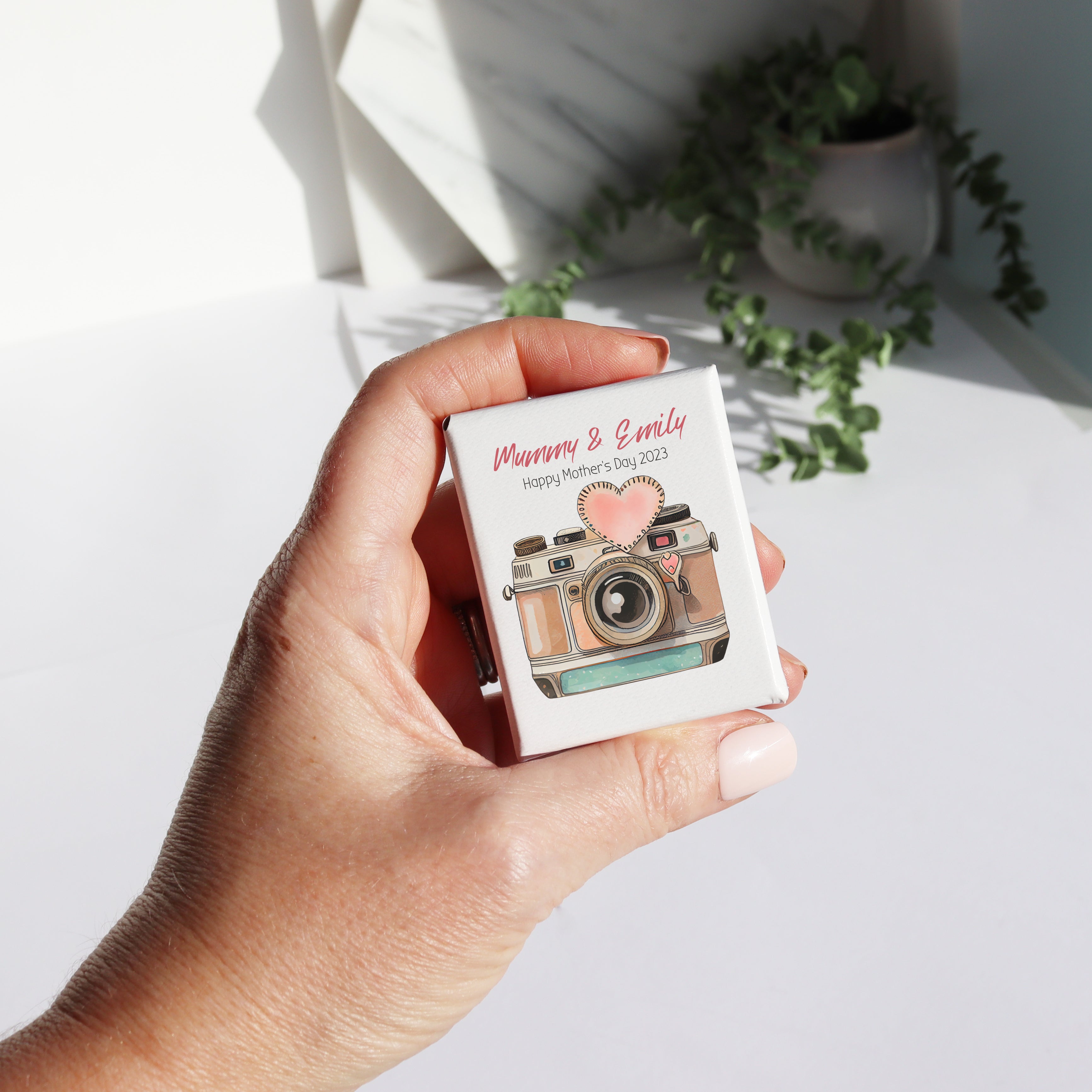 front of personalised photo pop out box