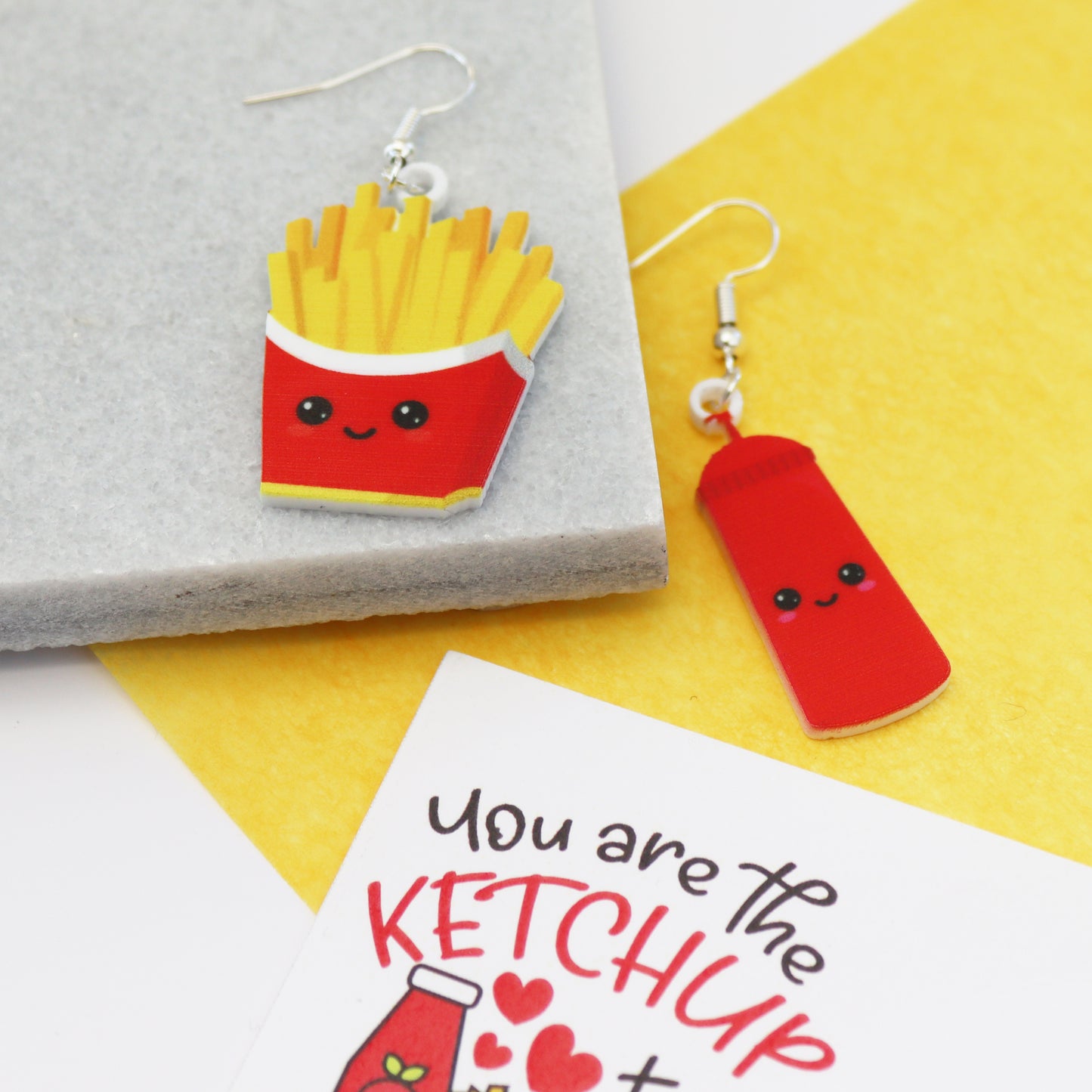 funny acrylic set earrings for best friend you are the ketchup to my fries