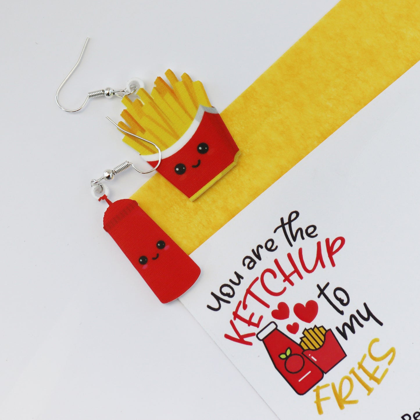 funny acrylic set earrings for best friend you are the ketchup to my fries love earrings for partner