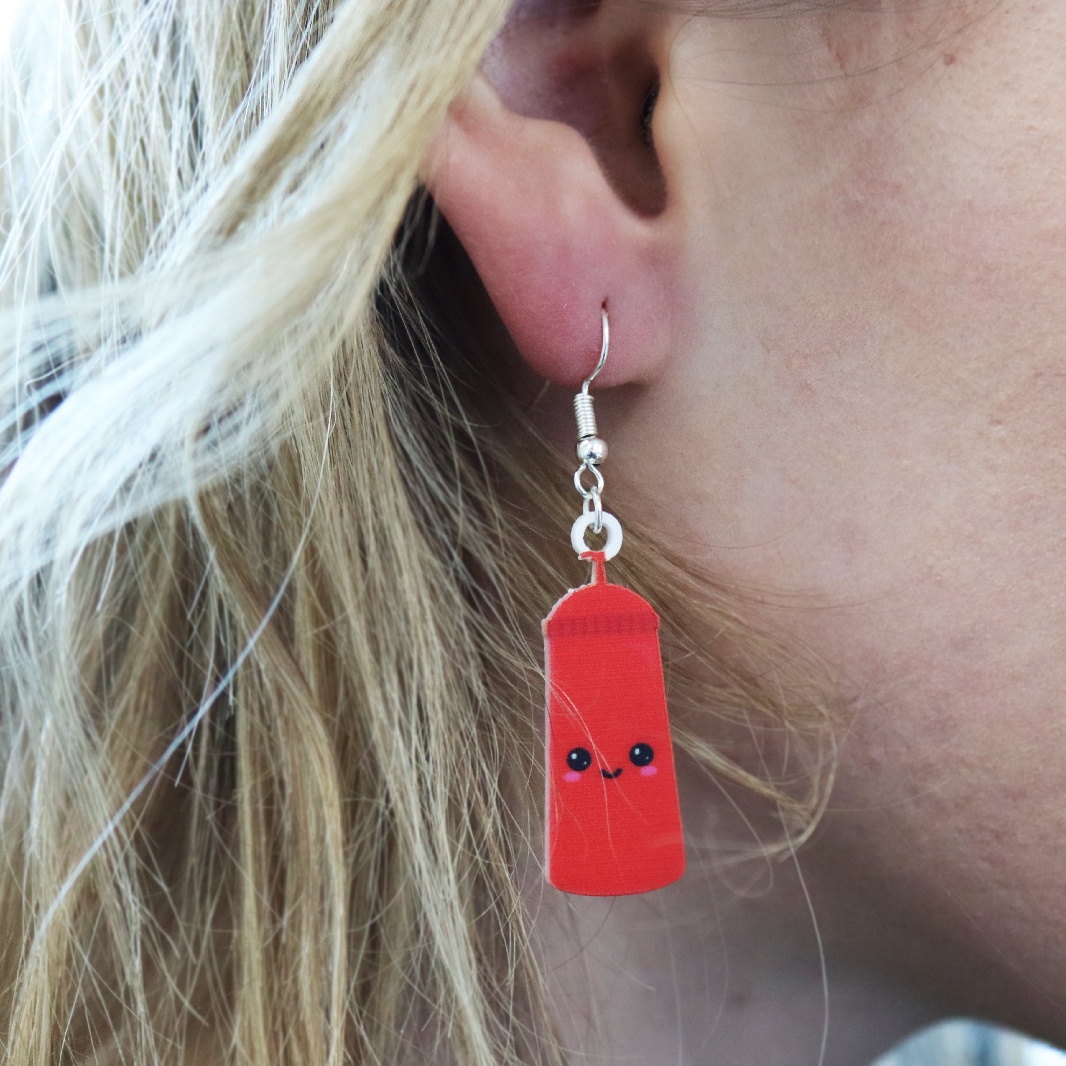 funny acrylic set earrings for best friend you are the ketchup to my fries love earrings for partner ketchup earring in ear