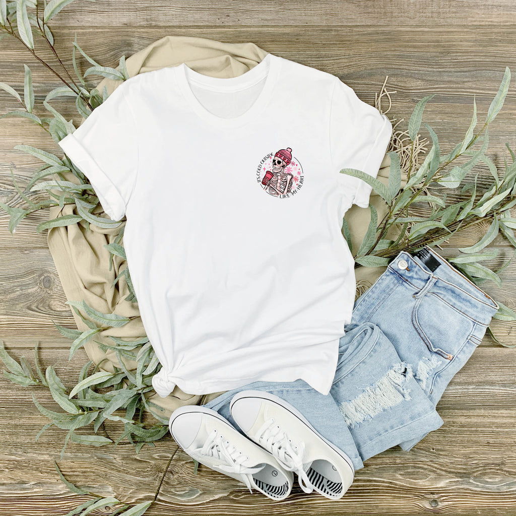 funny anti valentine's tshirt women white cold like my heart