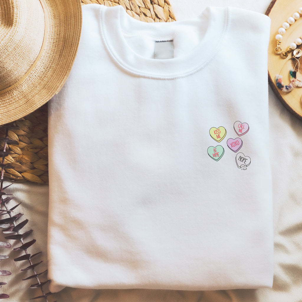 Soft white jumper with pastel Valentine's print