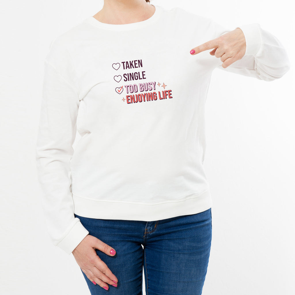 Soft white sweatshirt with funny anti valentine's design