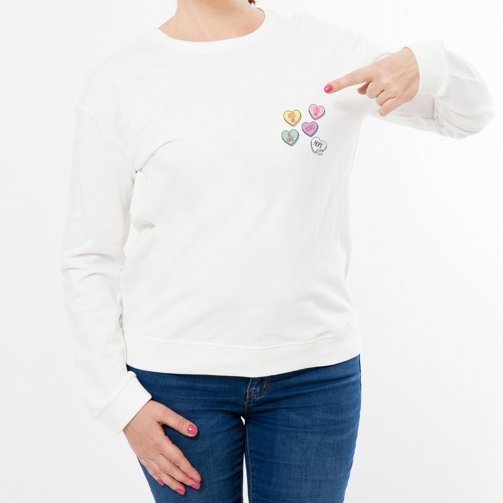 Pastel love heart sweets design Anti Valentine&#39;s sweatshirt