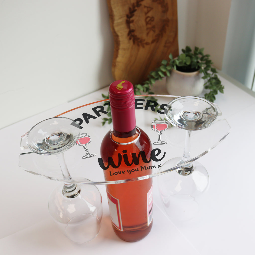 gift for Mum gift for stepMum wone bottle holder and wine glass holder printed with message and personalised