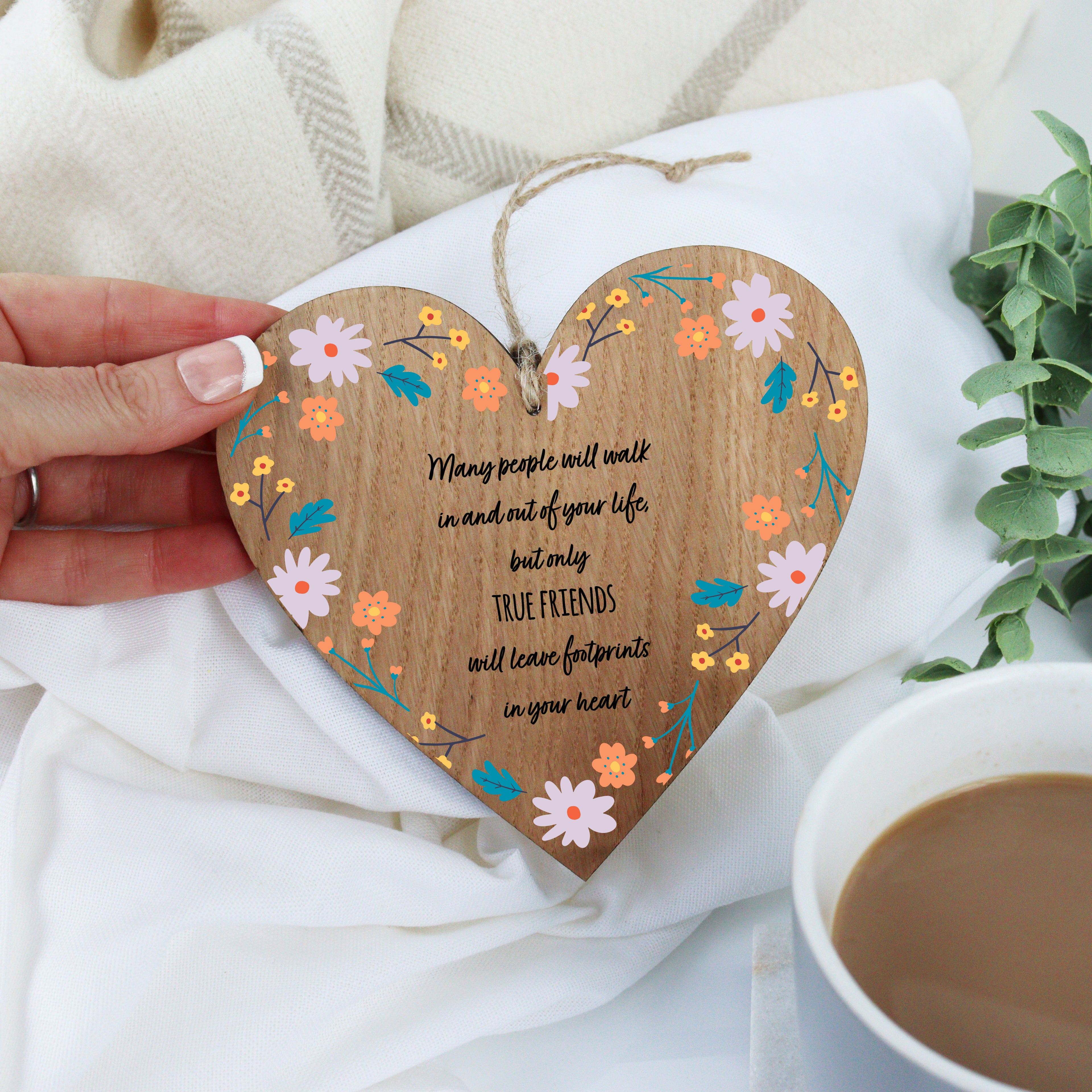 Only the best friends leave footprints on your heart wooden hanging heart plaque