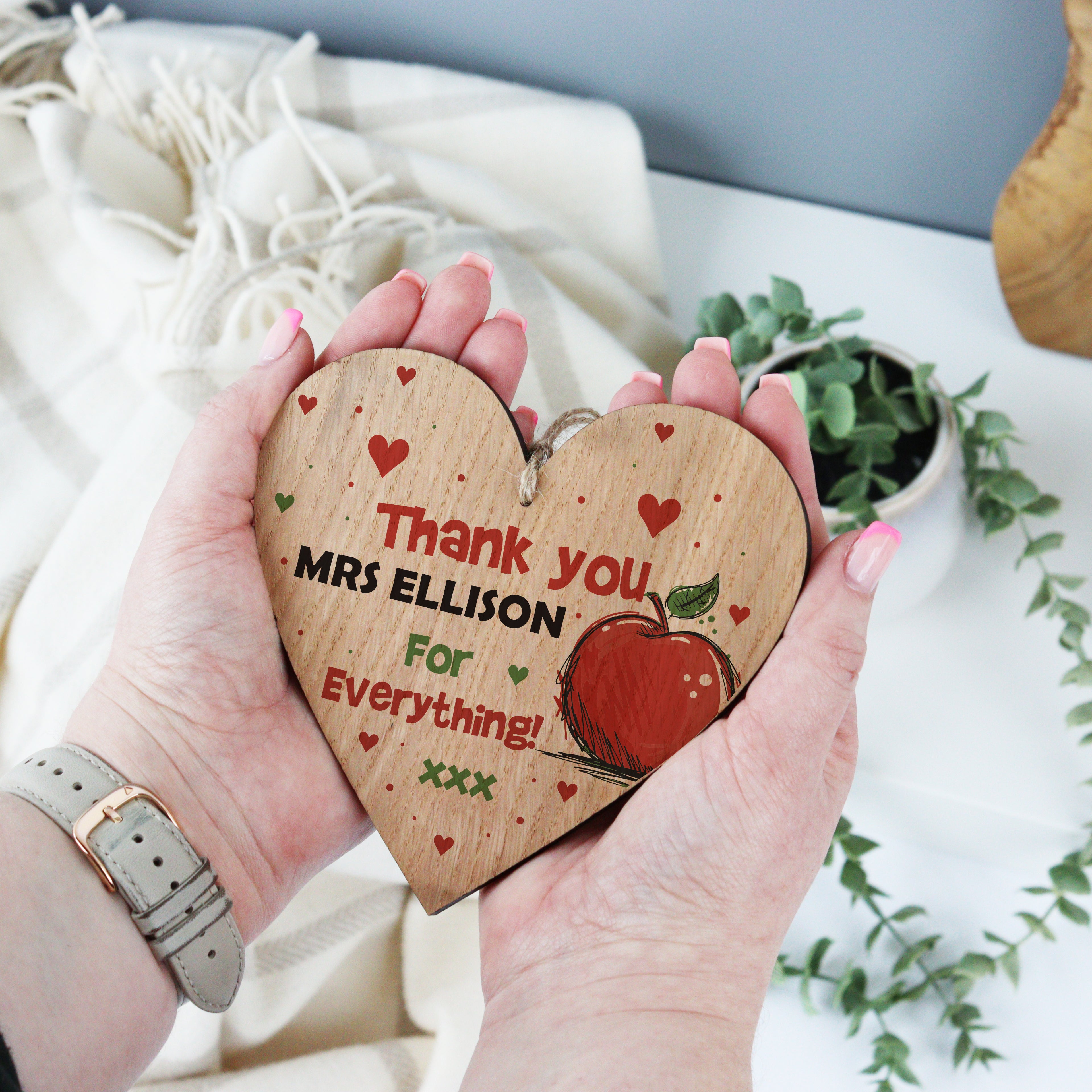 Personalised Thank You Teacher Heart Gift