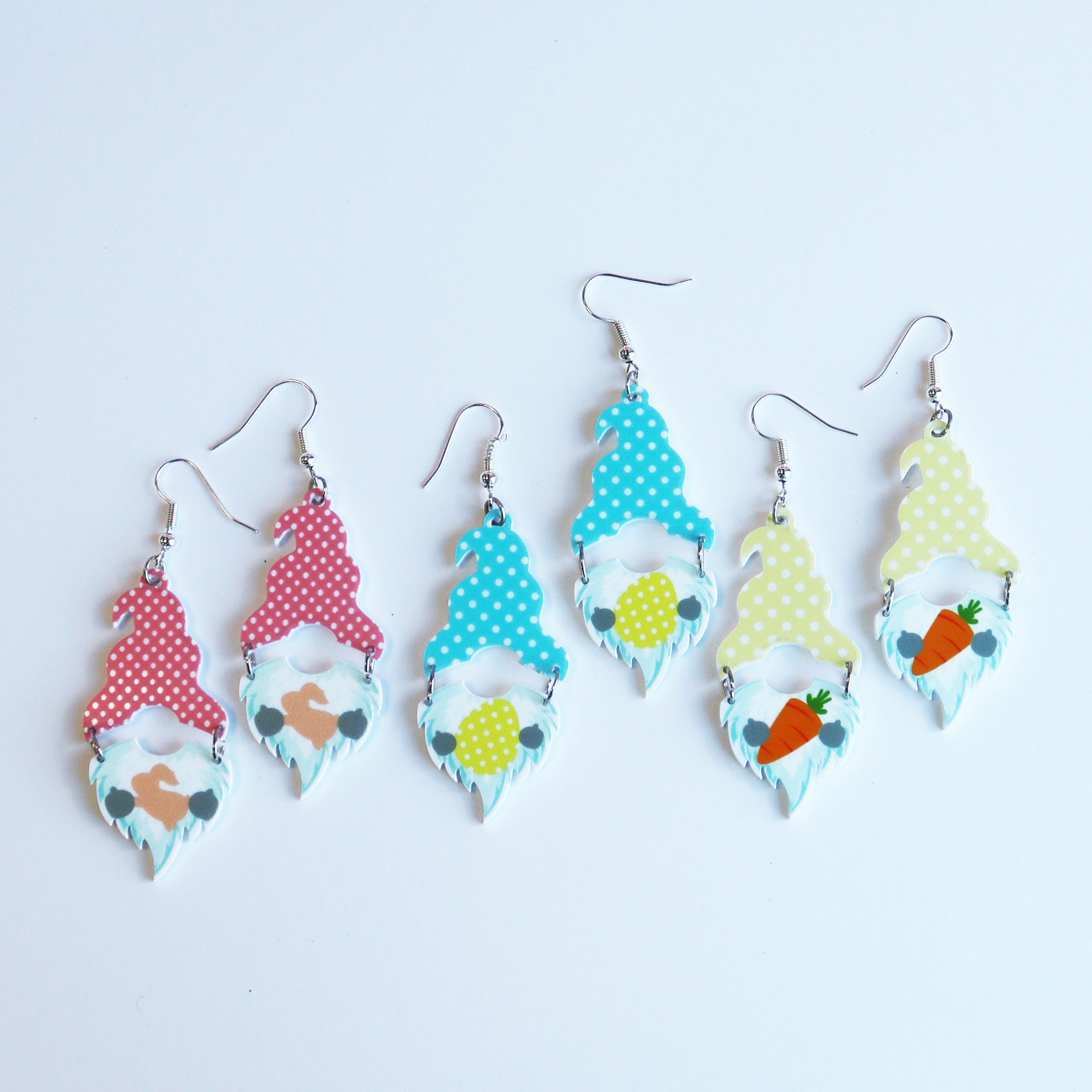 gnome gonk fun acrylic easter earrings