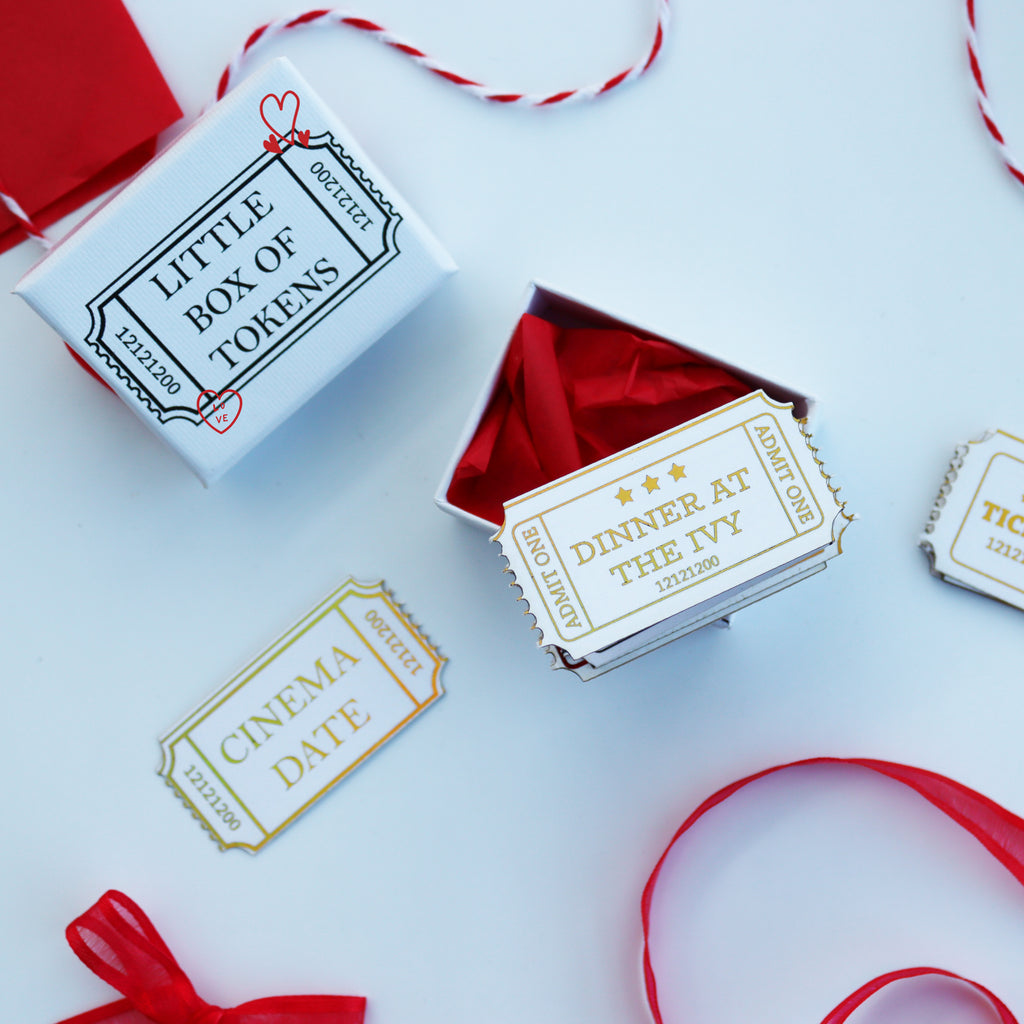 Personalised Date Ideas Ticket Stub Tokens Valentine's Day