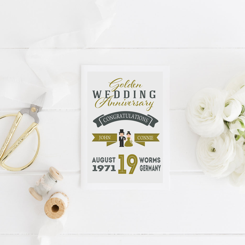 Personalised Golden Wedding Anniversary Card