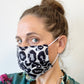Grey And Black Leopard Print 100% Cotton Face Mask