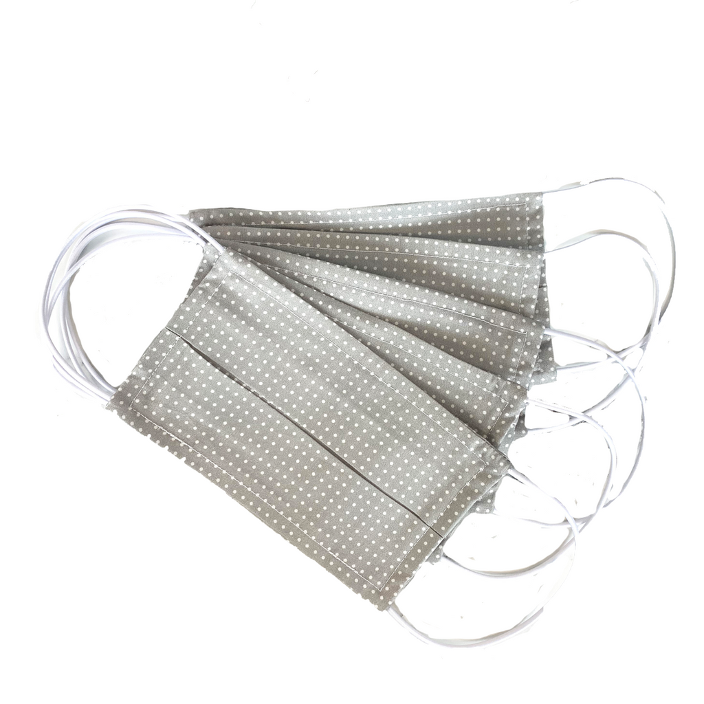 Pack Of Five Grey Pin Spot 100% Cotton Face Masks