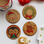 Set Of Four Christmas Character Wooden Coasters