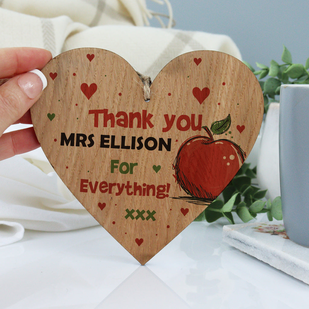 Personalised Thank You Teacher Heart Gift