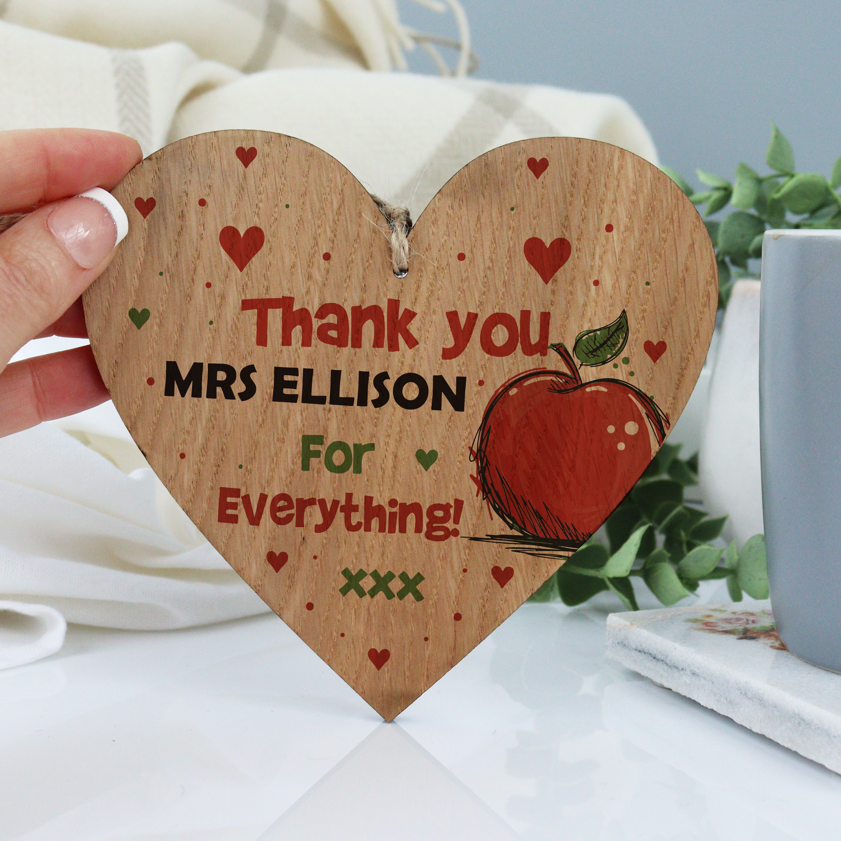 Personalised Thank You Teacher Heart Gift