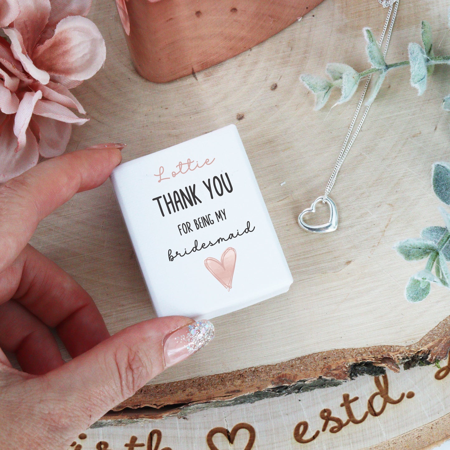 Personalised Thank You Silver Bridesmaid Necklace