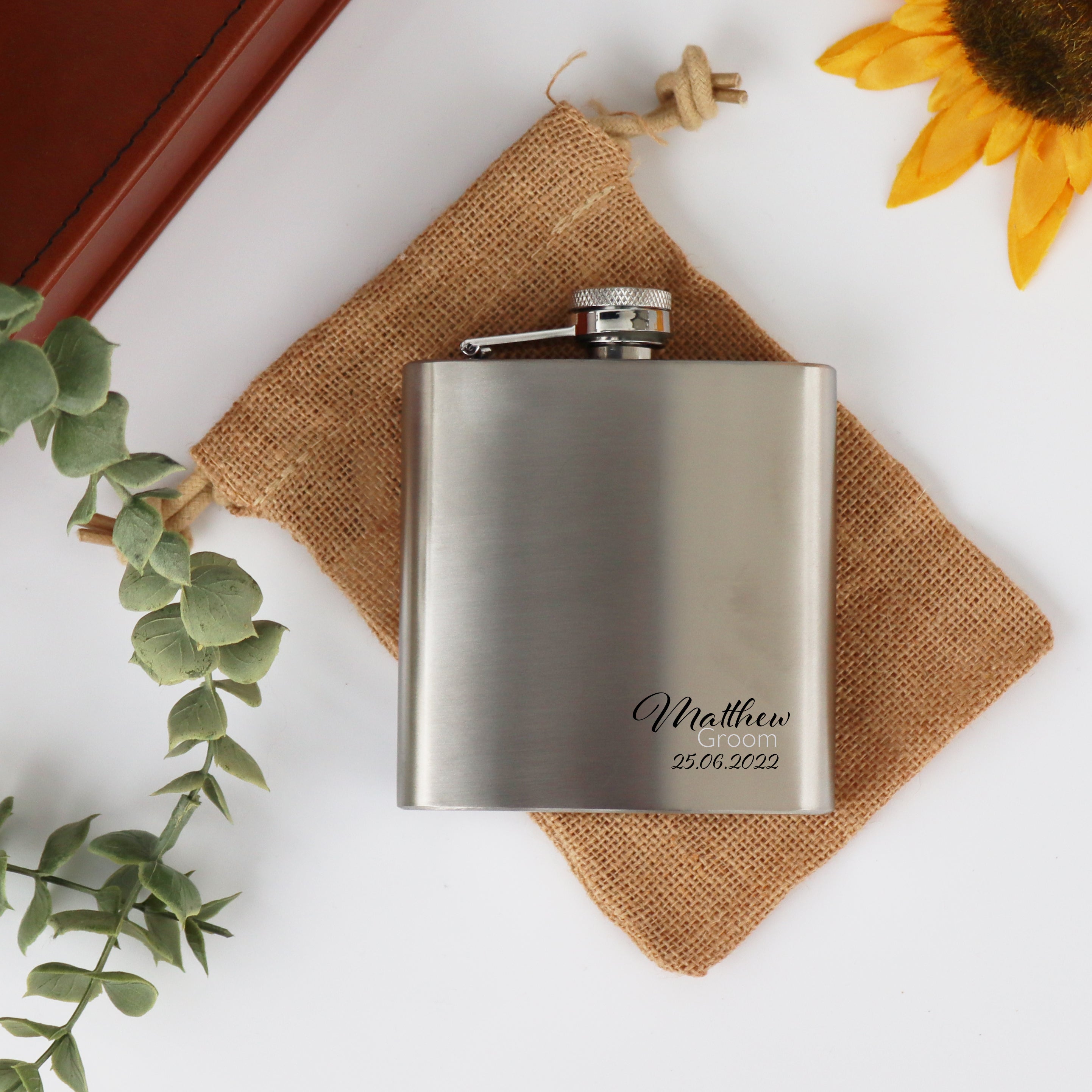 Personalised Stainless Steel Wedding Hip Flask
