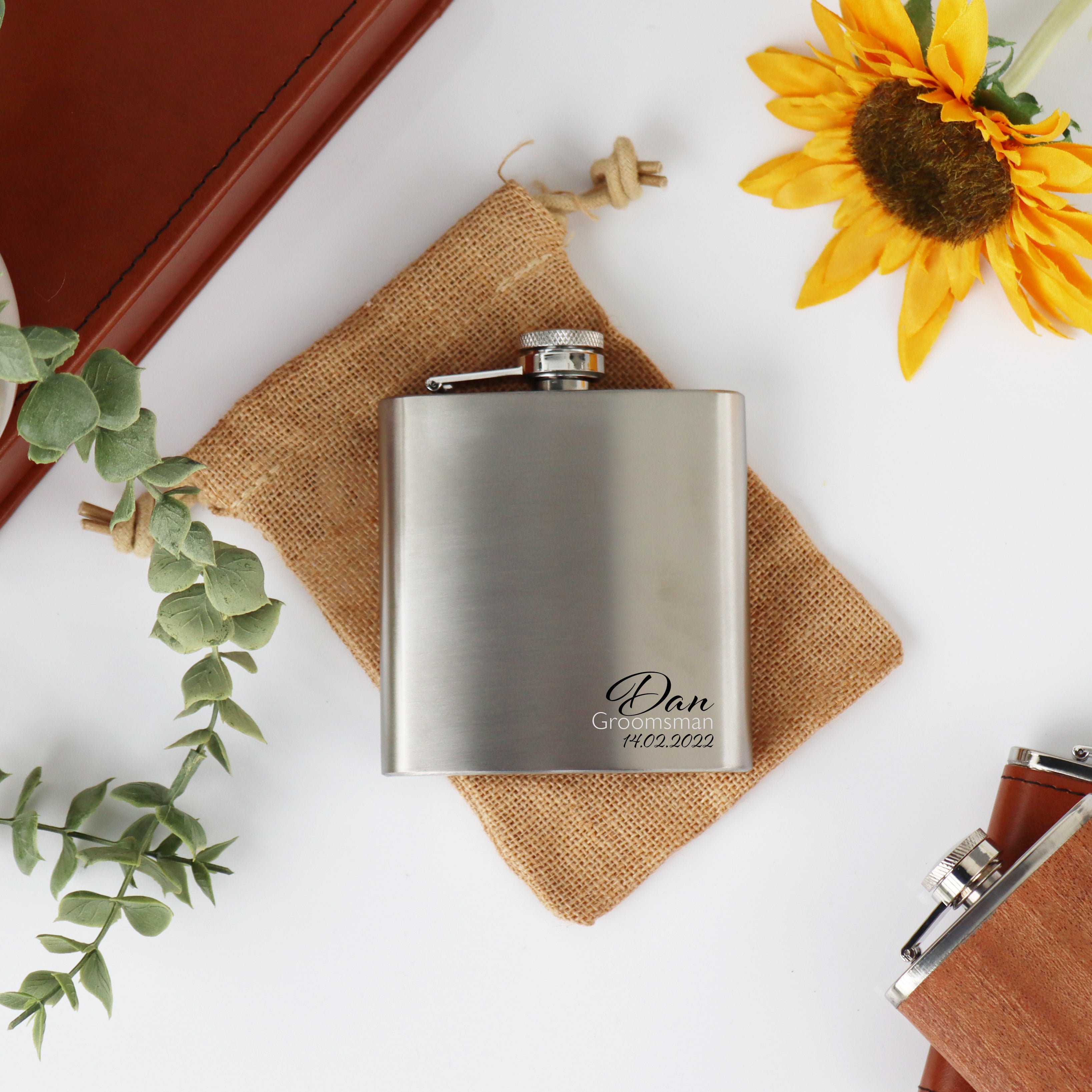 Personalised Stainless Steel Wedding Hip Flask