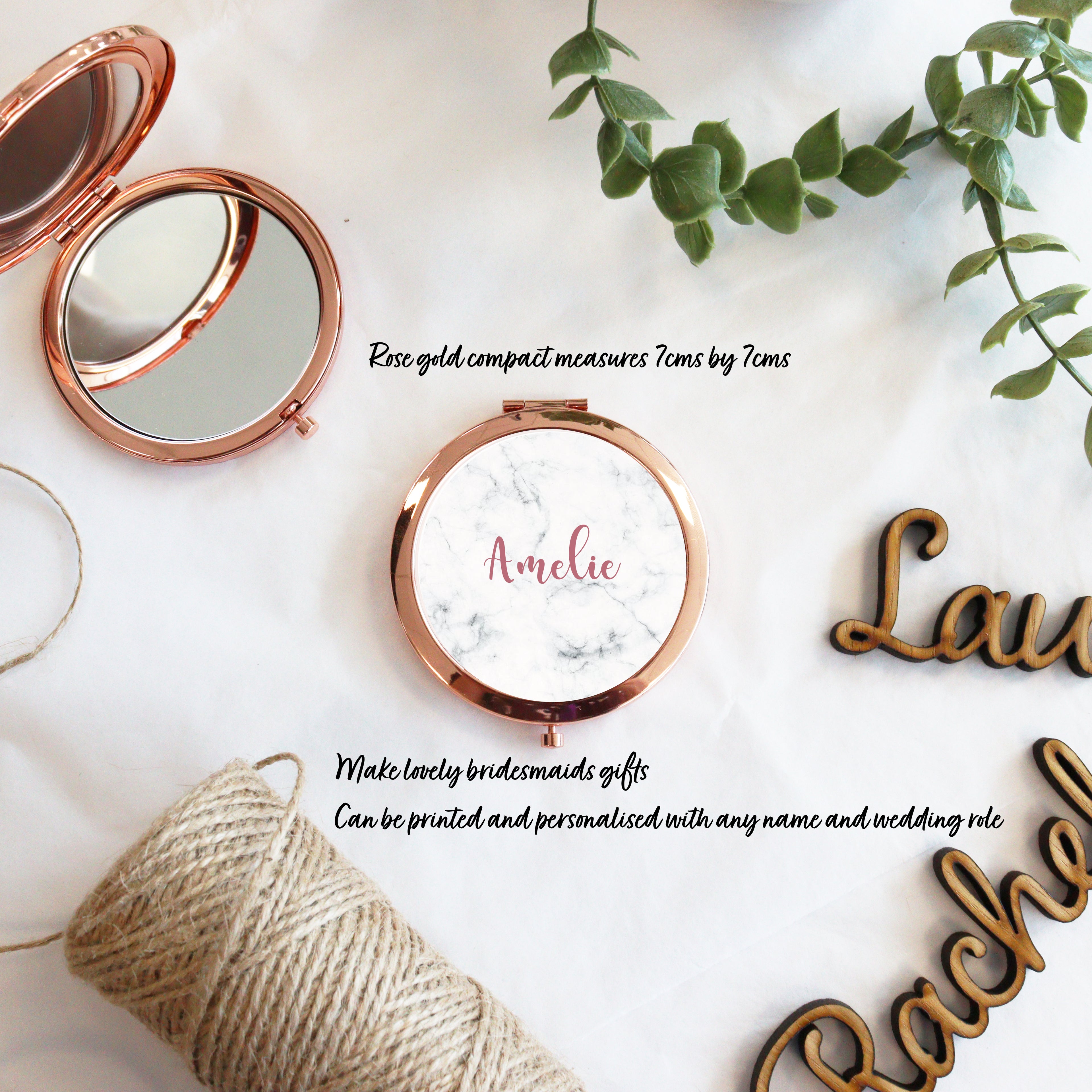 Personalised Rose Gold Compact Mirror