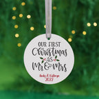 Personalised First Christmas As Mr And Mrs Ornament