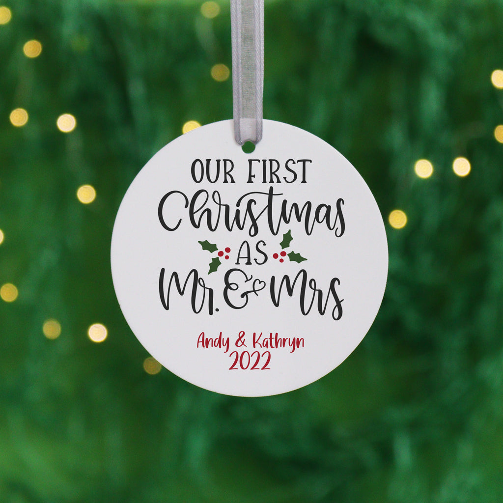 Personalised First Christmas As Mr And Mrs Ornament