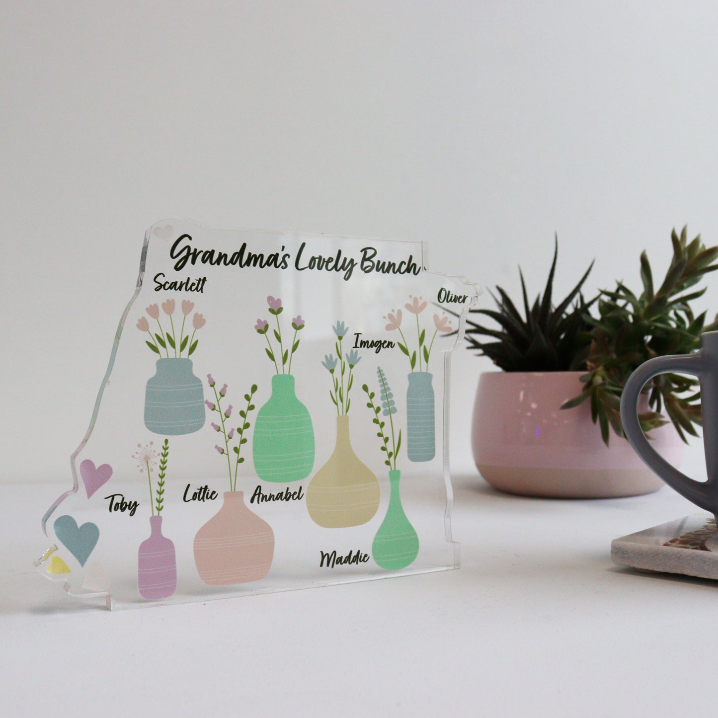 Personalised Family Bunch Print On Acrylic Block