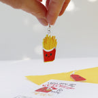 ketchup to my fries set of earring best friend gift showing fries earring close up hanging