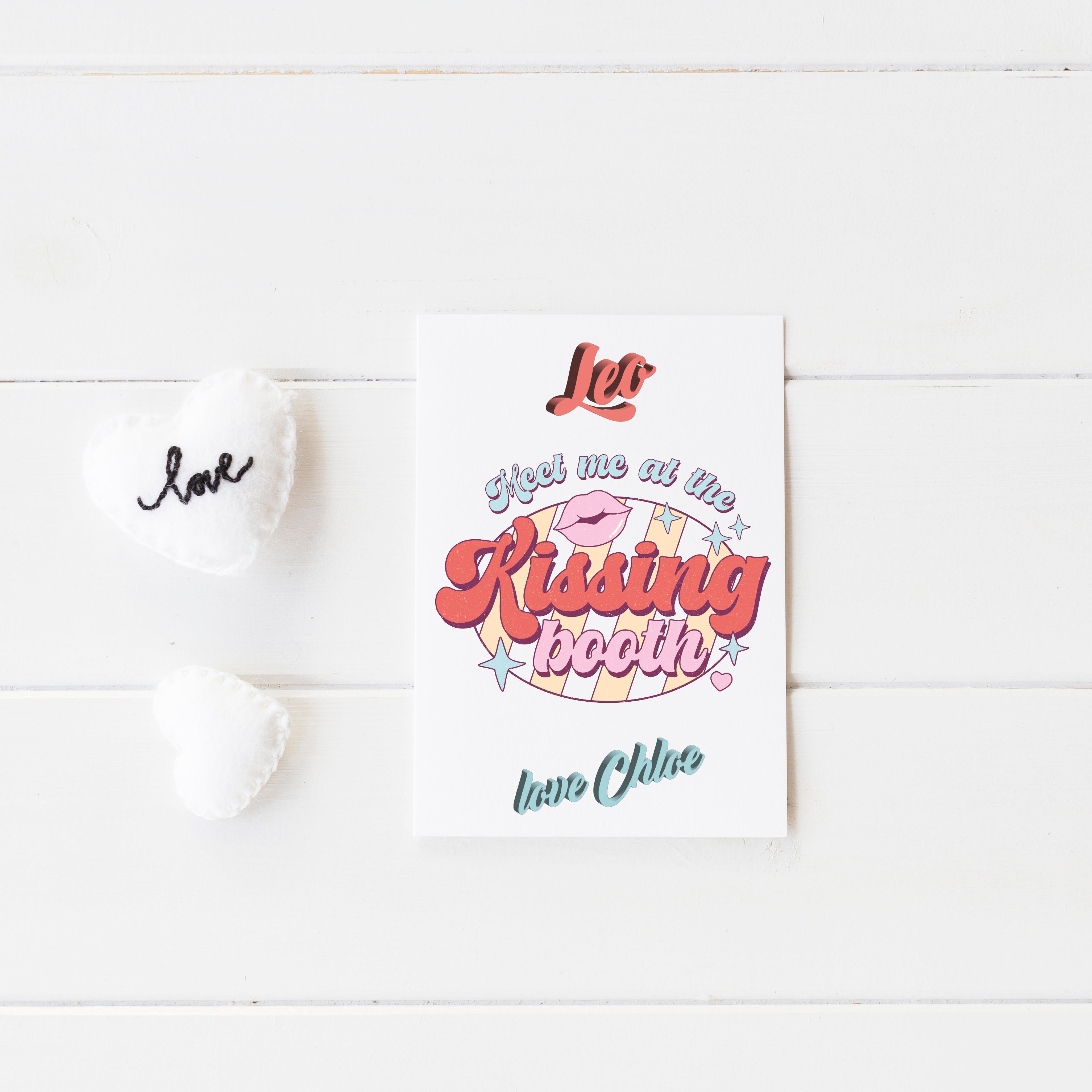 Meet Me At The Kissing Booth Personalised Retro Card