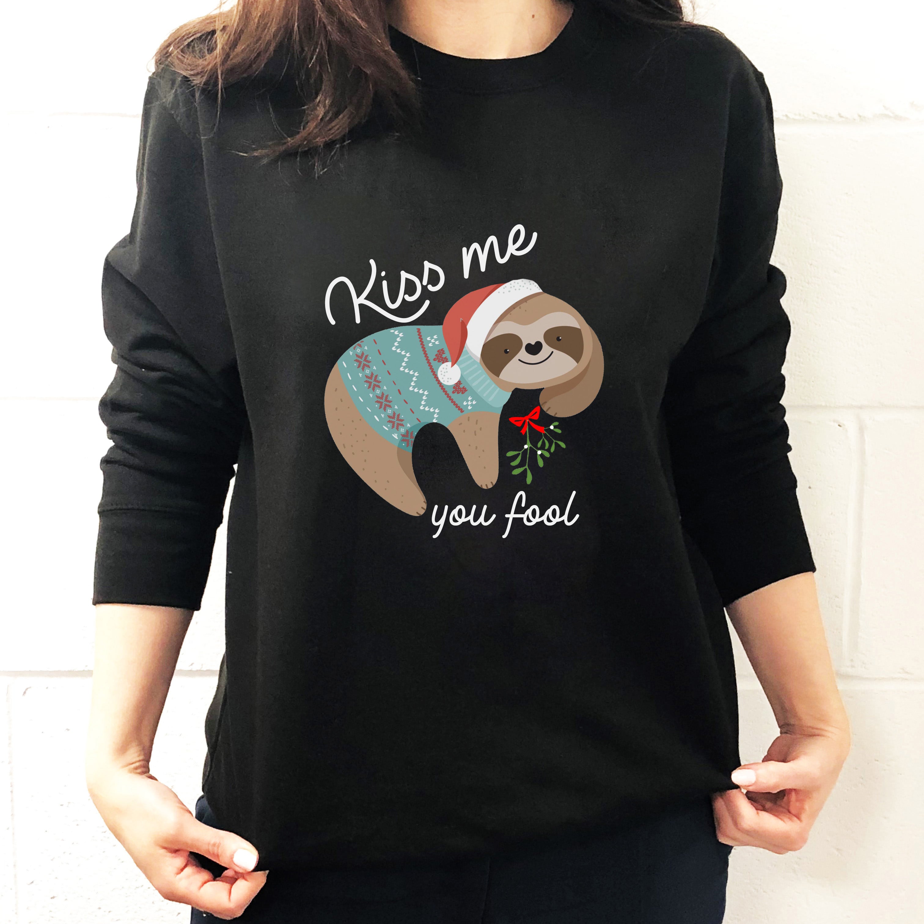 Christmas Sloth Kiss Me Sweatshirt
