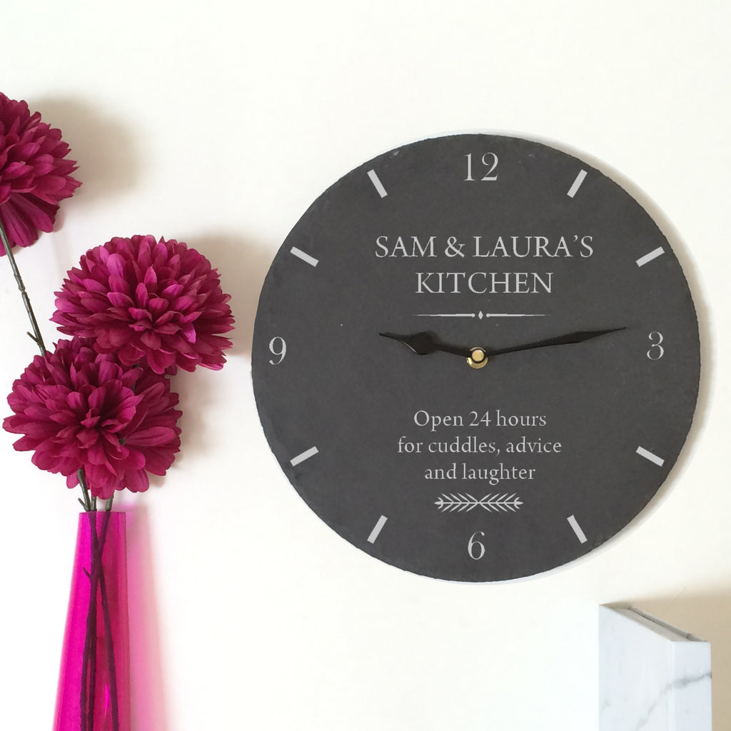 Personalised Slate Kitchen Clock
