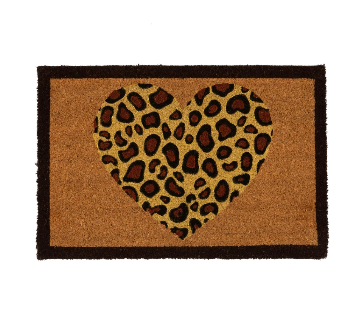 Leopard Print Heart Coir Doormat