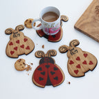love bug coaster for valentine's day wooden ladybird valentine's coasters set of 4