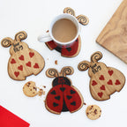 love bug coaster for valentine's day wooden ladybird valentine's coasters set of 4 new home