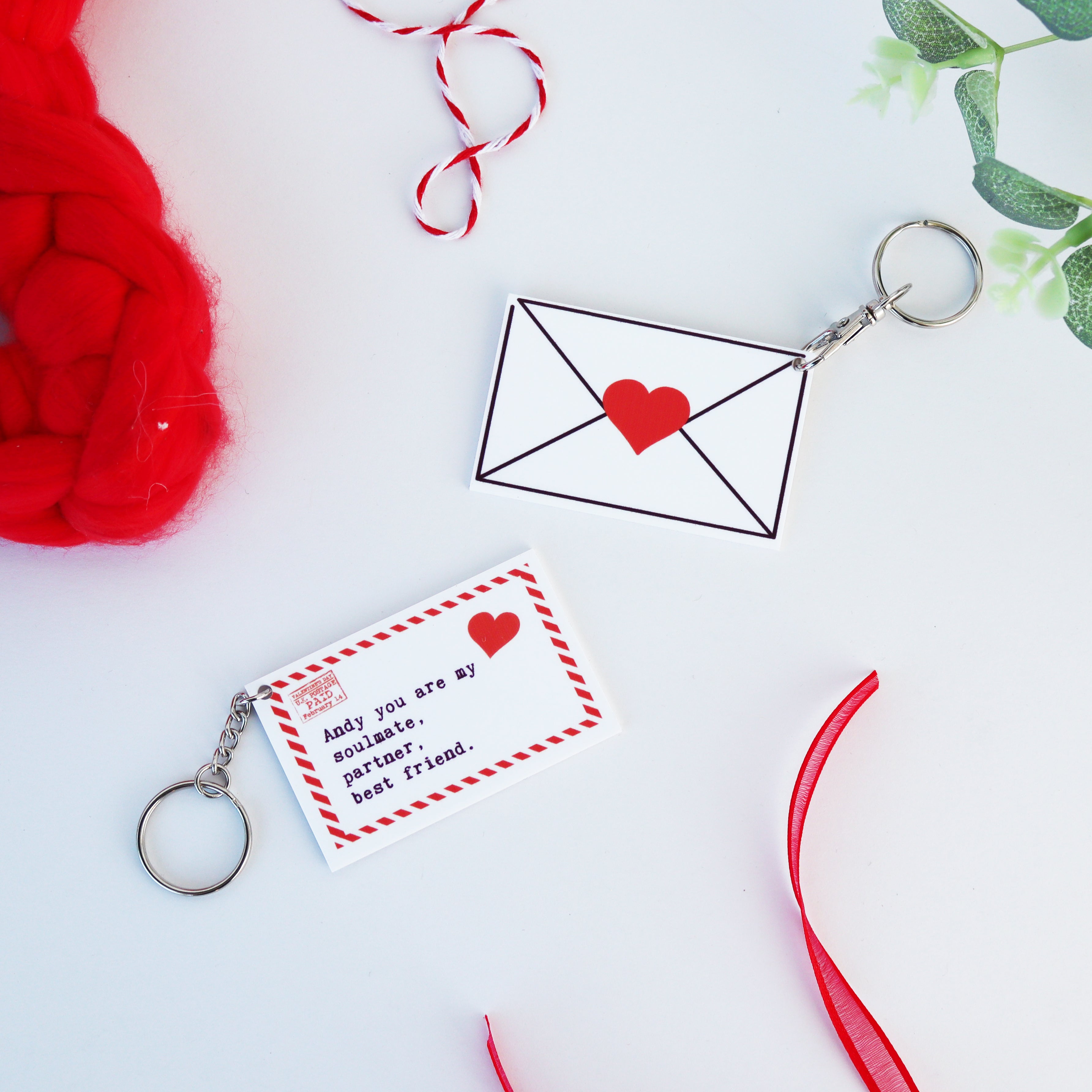 Personalised Love Letter Valentine's Keyring