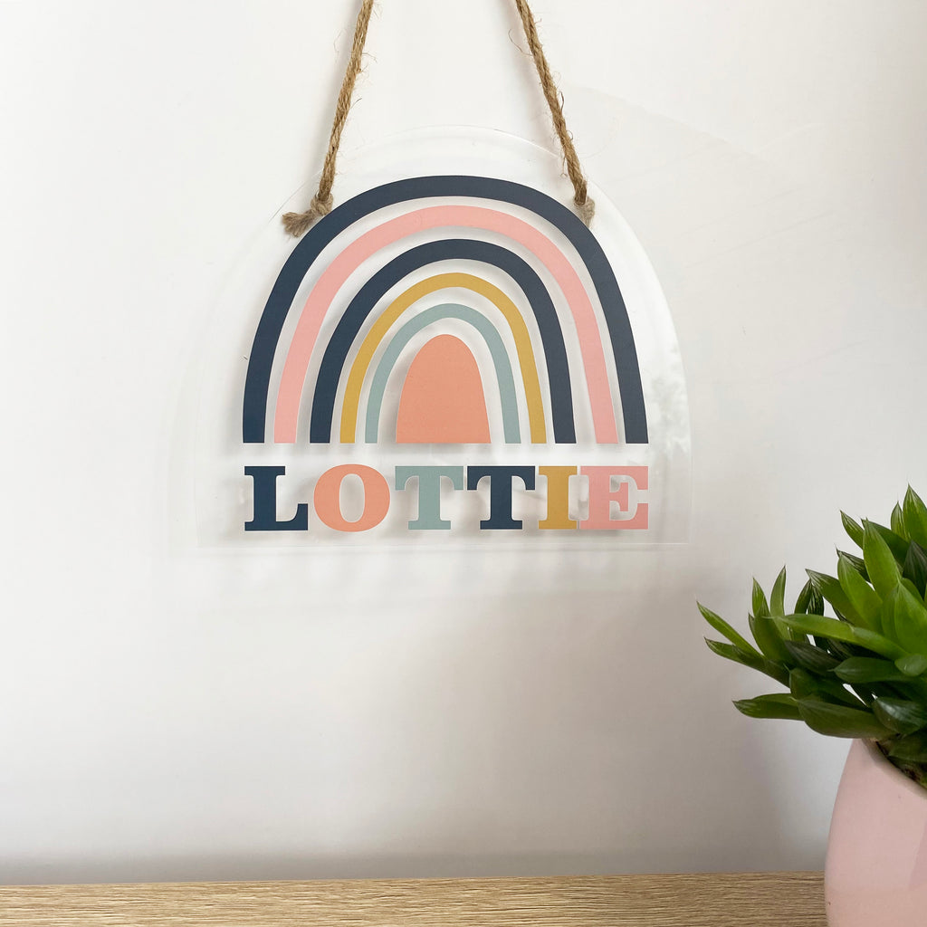 Muted Rainbow Hanging Room Sign