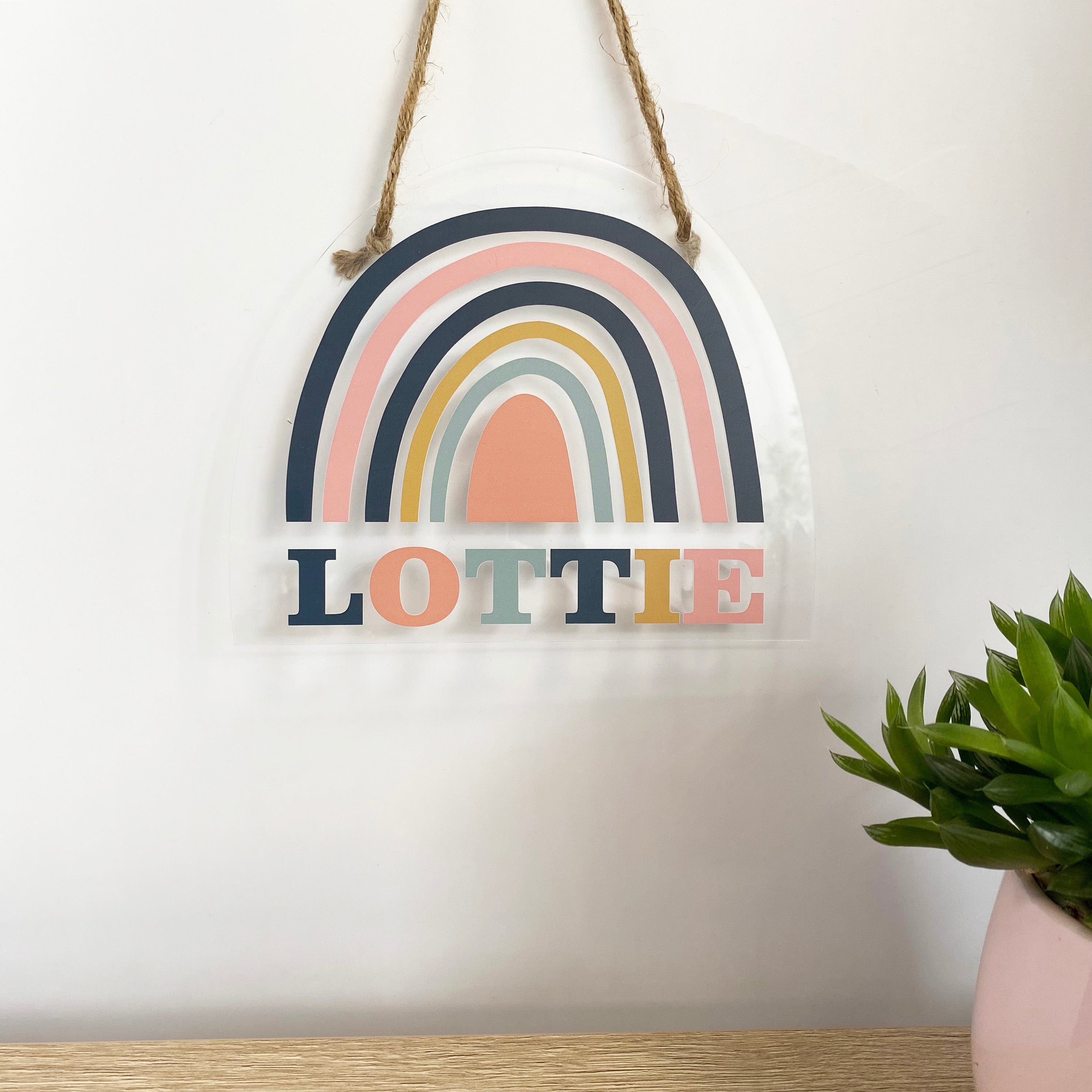 Muted Rainbow Hanging Room Sign